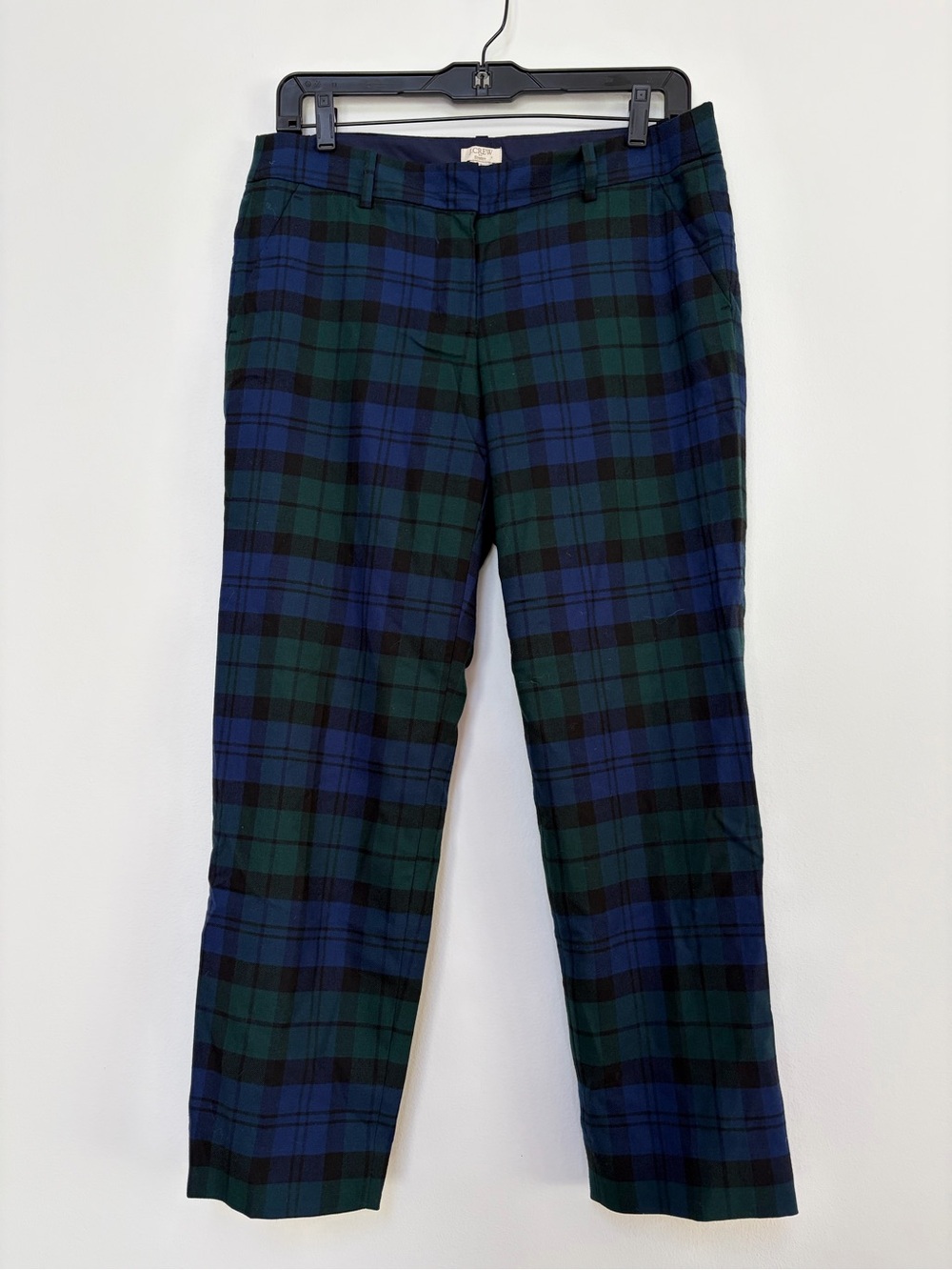 J.Crew Tartan Plaid Wool Blend Ankle Pants Size 4 Navy Green